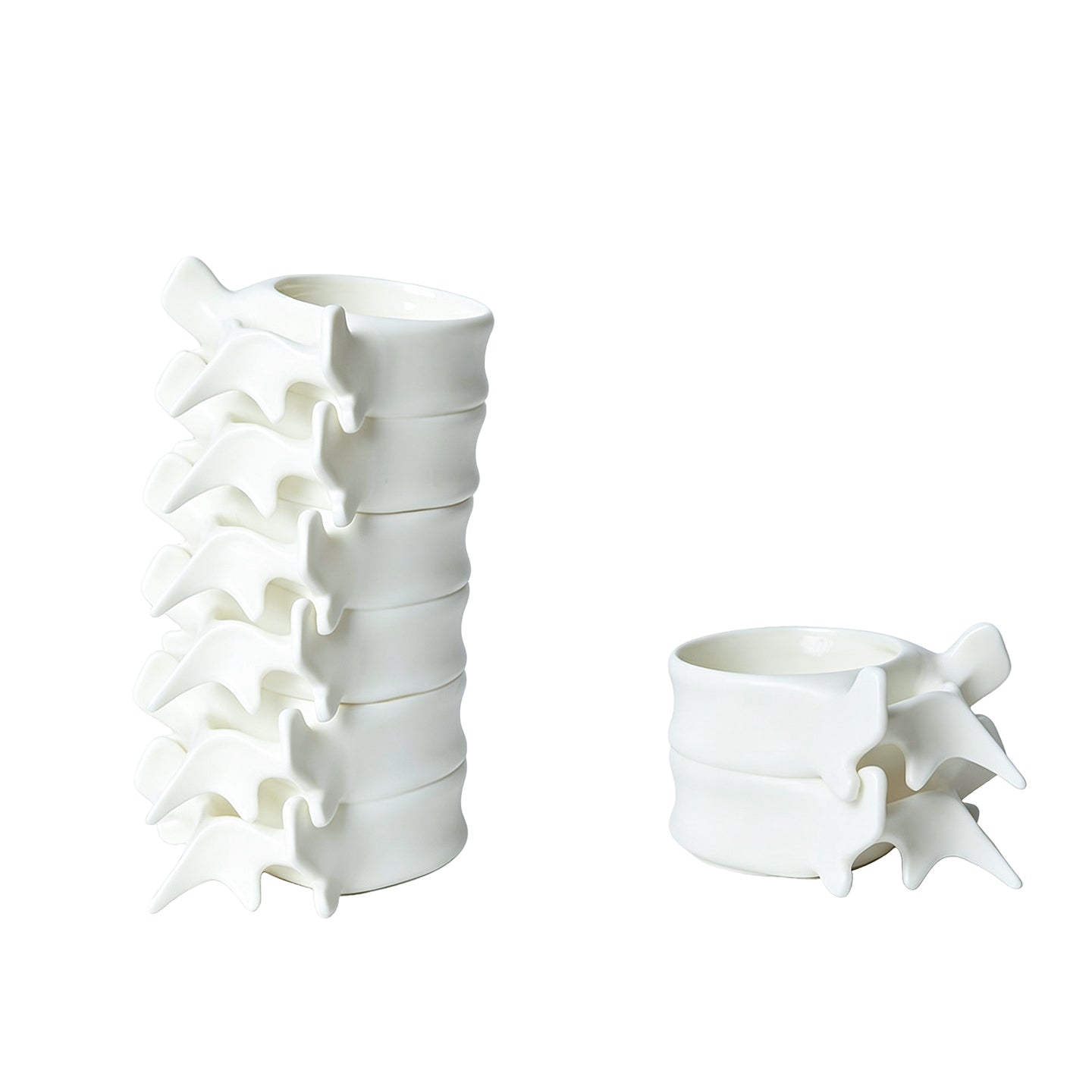 Mr.NOPLAN Spine‑Shaped White Porcelain Cup